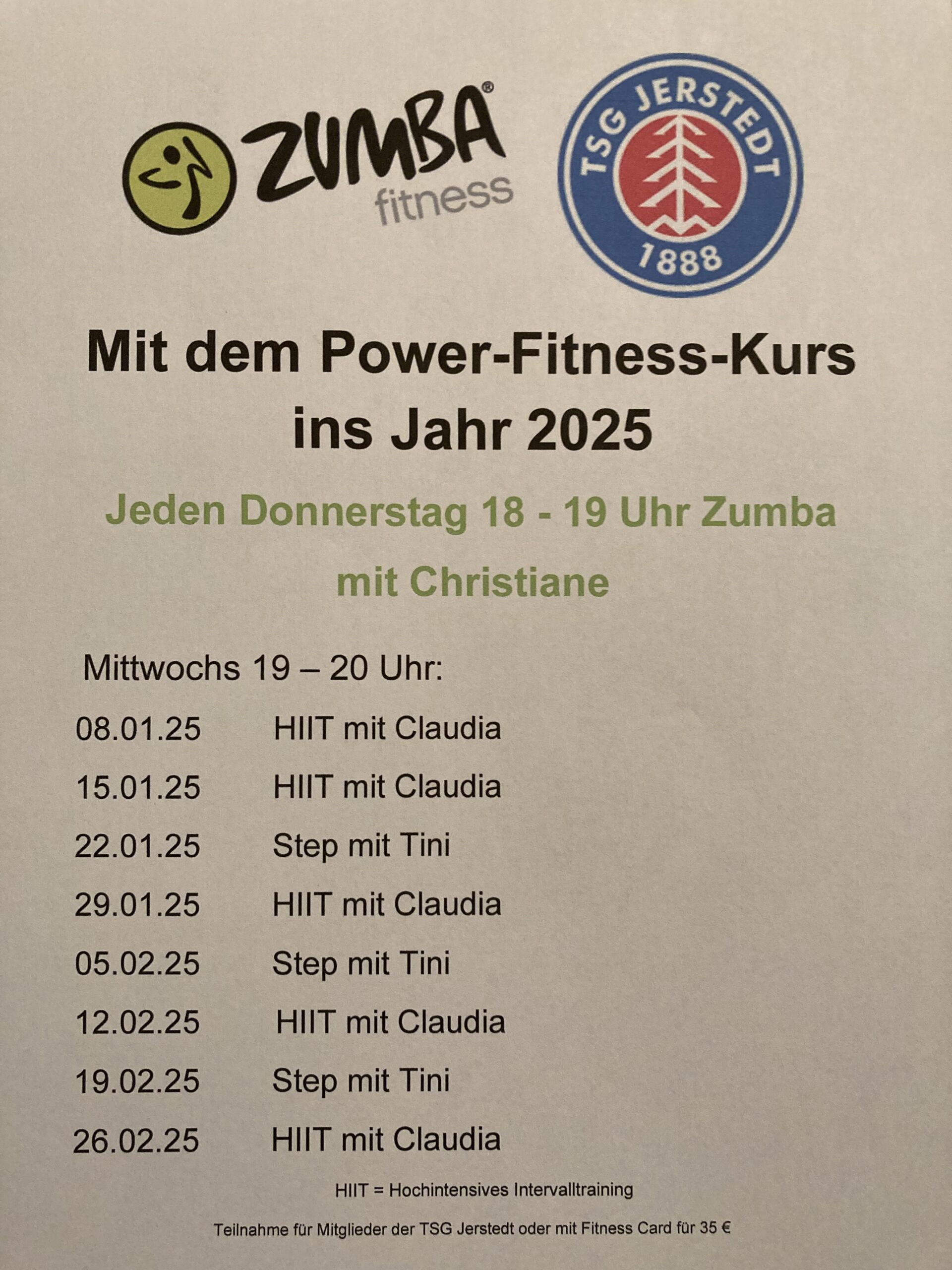 Mehr über den Artikel erfahren Termine HIIT und Step im Januar und Februar